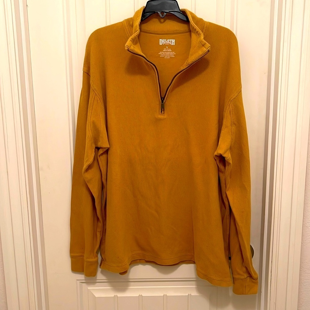 Men’s Duluth Trading Co. Quarter Zip Sweatshirt tan/yellow straight edge men’s L
